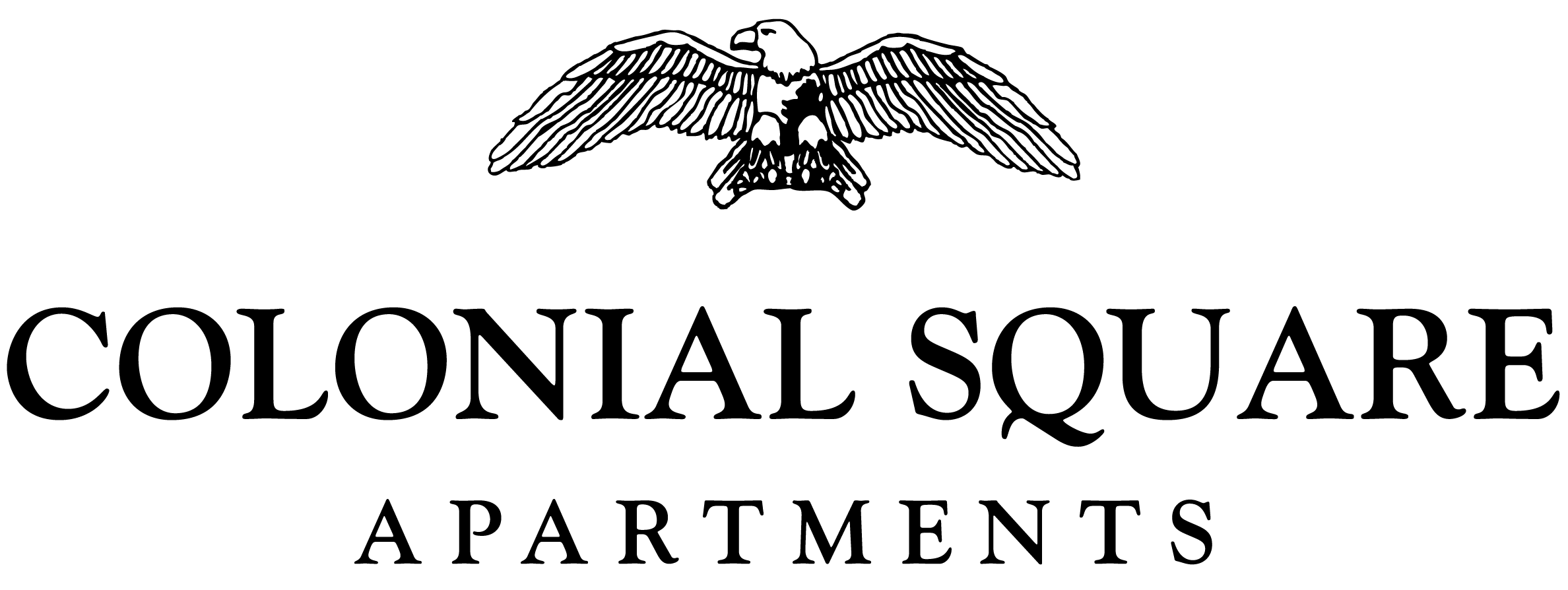 a logo with an eagle and the words colonial square apartments